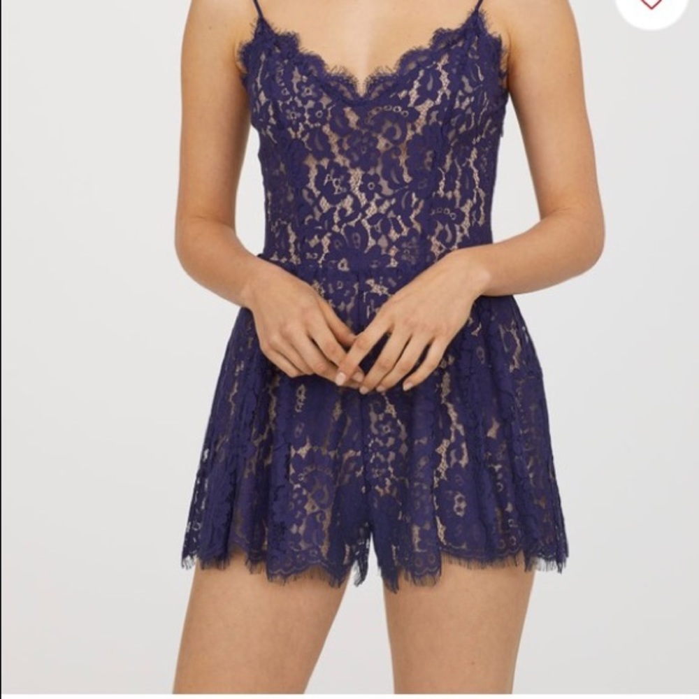NWT H&M Blue Lace Romper
